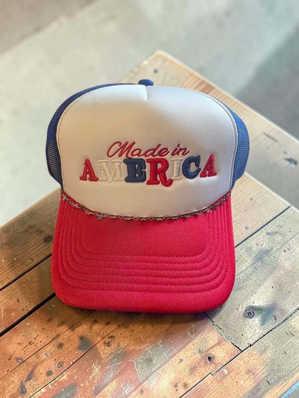 Made In America Stacked -Graphic Foam Trucker Hat : ,